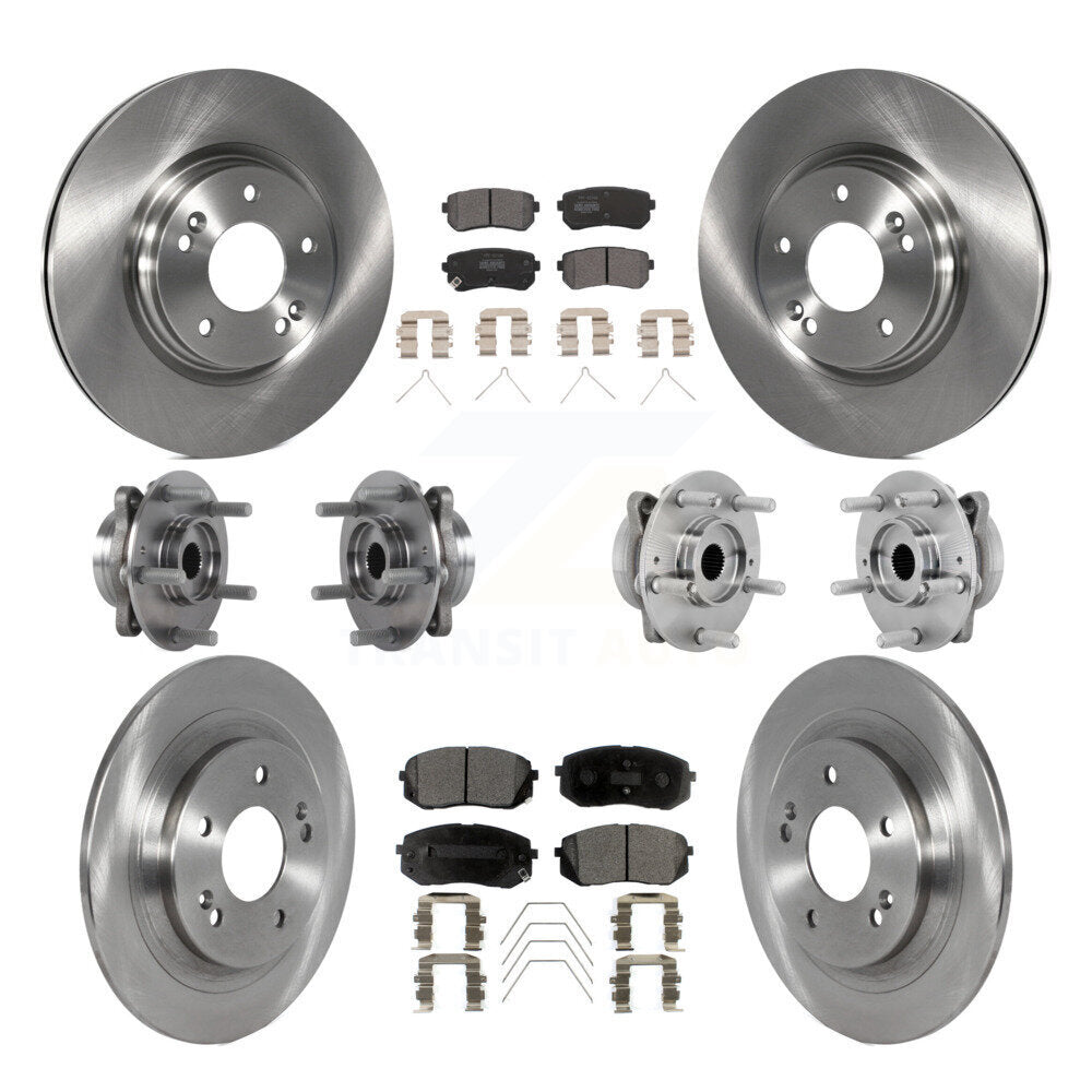 Hub Bearing Brake Rotor & Pads Front Rear Kit (10Pc) For Hyundai Kona Kia Seltos