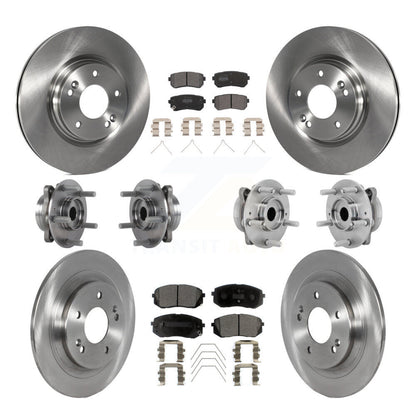 Hub Bearing Brake Rotor & Pads Front Rear Kit (10Pc) For Hyundai Kona Kia Seltos