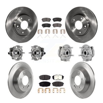Hub Bearing Brake Rotor Pad Front Rear Kit (10Pc) For Hyundai Kona FWD with 1.6L