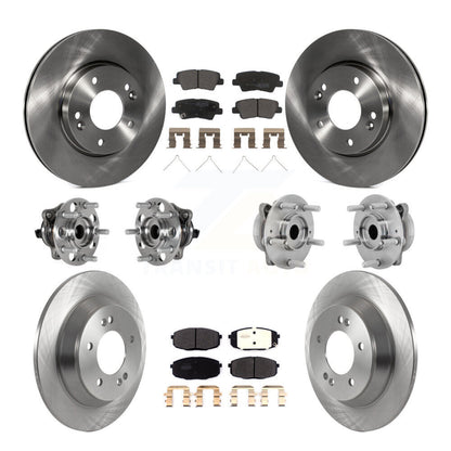 Hub Bearing Brake Rotor Pad Front Rear Kit (10Pc) For Hyundai Kona FWD with 1.6L