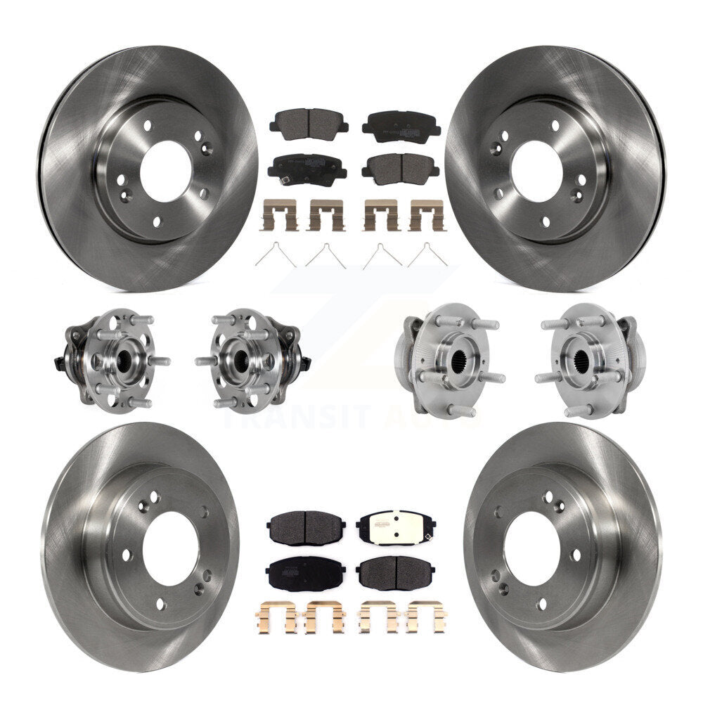 Hub Bearing Brake Rotor Pad Front Rear Kit (10Pc) For Hyundai Kona FWD with 2.0L