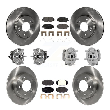 Hub Bearing Brake Rotor Pad Front Rear Kit (10Pc) For Hyundai Kona FWD with 2.0L