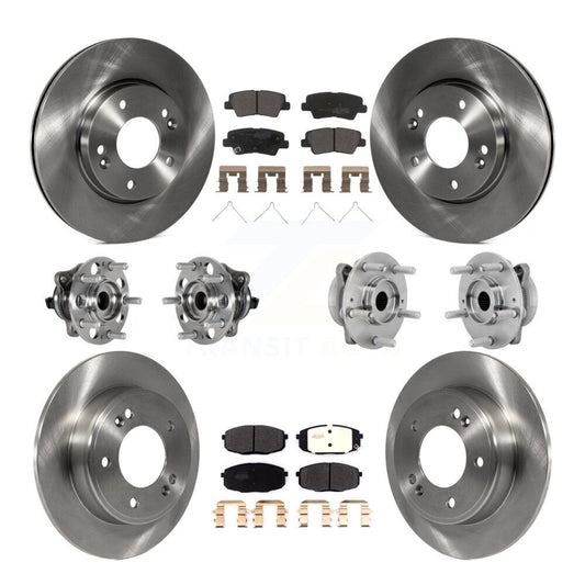 Hub Bearing Brake Rotor Pad Front Rear Kit (10Pc) For Hyundai Kona FWD with 2.0L