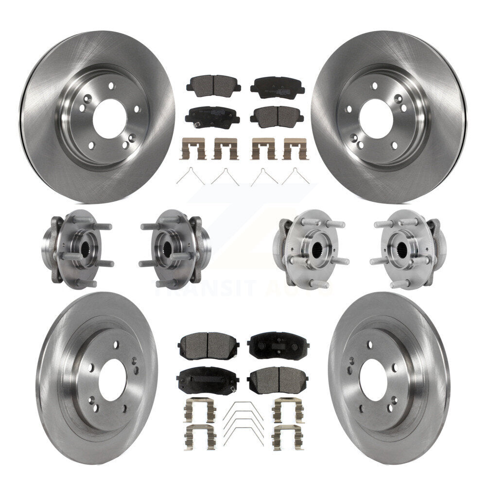Hub Bearing Disc Brake Rotor Pad Front Rear Kit (10Pc) For 2022 Hyundai Kona AWD