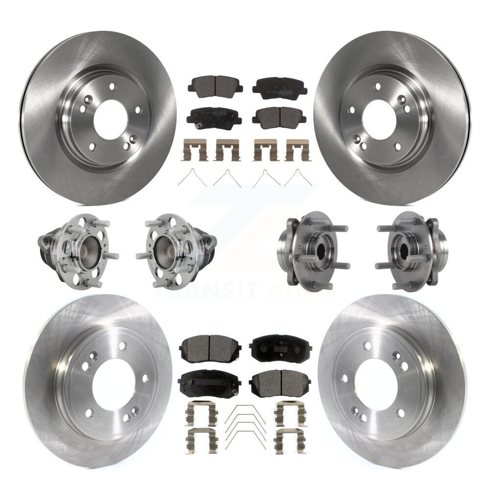 Hub Bearing Brake Rotor Pad Front Rear Kit (10Pc) For Kia Forte Hyundai Veloster