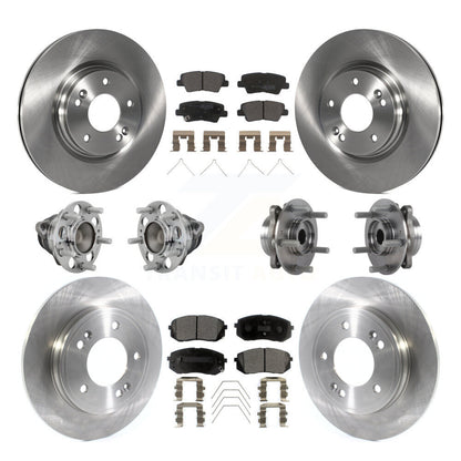 Hub Bearing Brake Rotor Pad Front Rear Kit (10Pc) For Kia Forte Hyundai Veloster