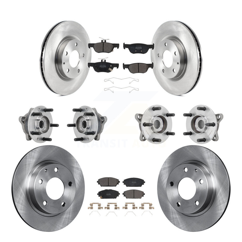 Hub Bearing Disc Brake Rotor Pad Front Rear Kit (10Pc) For 2021-2022 Mazda 3 AWD