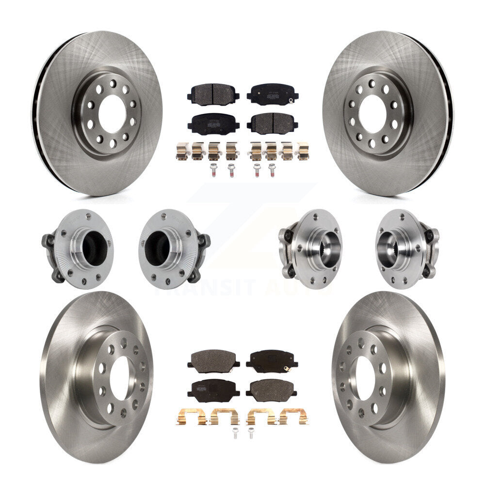 Hub Bearing Brake Rotor & Pads Front Rear Kit (10Pc) For Jeep Renegade Fiat 500X