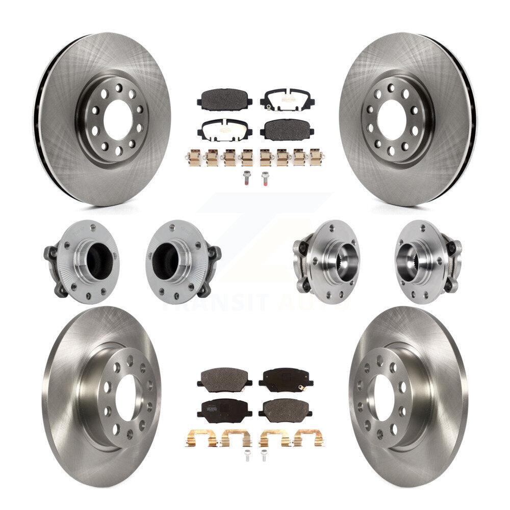 Hub Bearing Disc Brake Rotor And Pads Front Rear Kit (10Pc) For Jeep Compass FWD