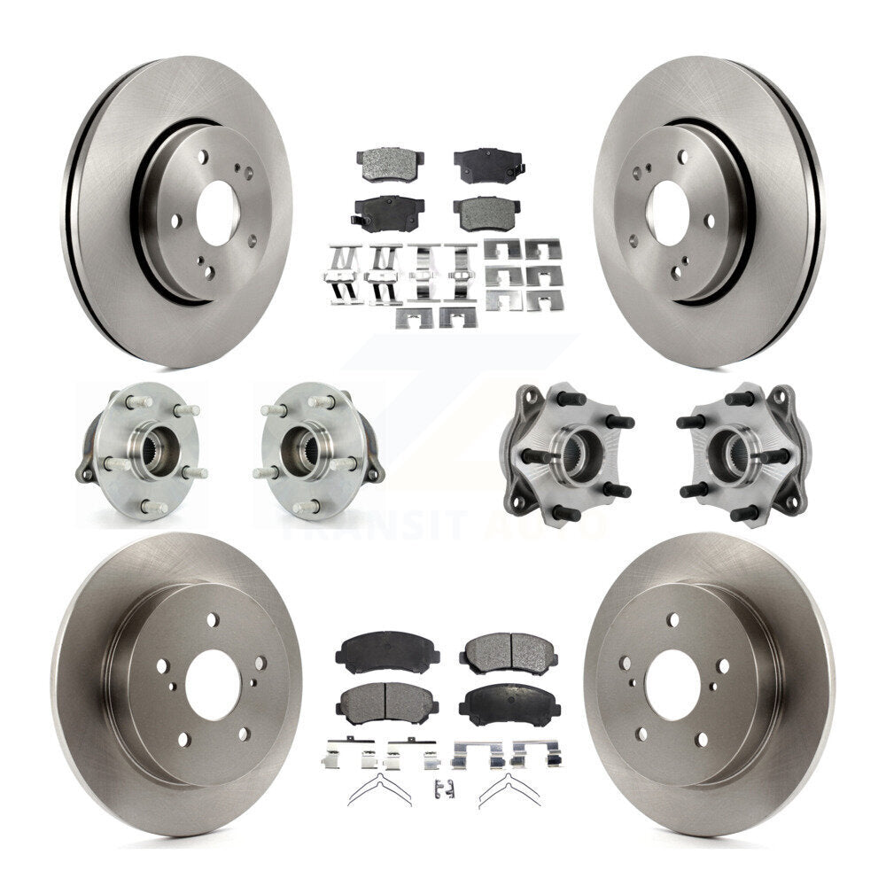 Hub Bearing Brake Rotor & Pad Front Rear Kit (10Pc) For 10-13 Suzuki Kizashi AWD