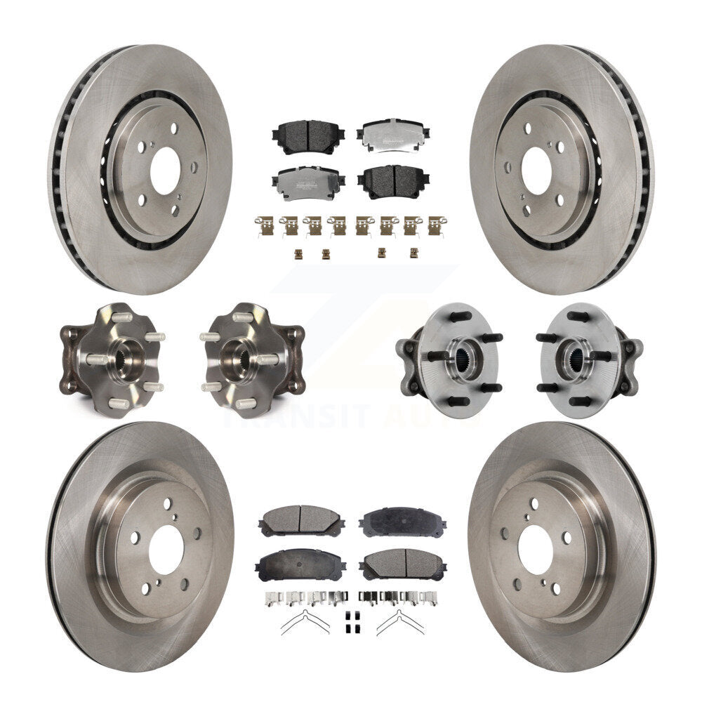 Hub Bearing Brake Rotor & Pads Front Rear Kit (10Pc) For 21-23 Toyota Sienna AWD