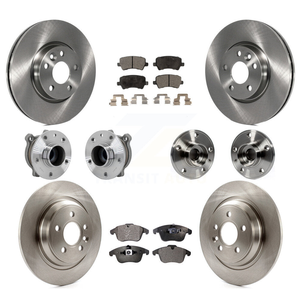 Hub Bearing Brake Rotor & Pads Front Rear Kit (10Pc) For 2013-2014 Volvo S60 FWD