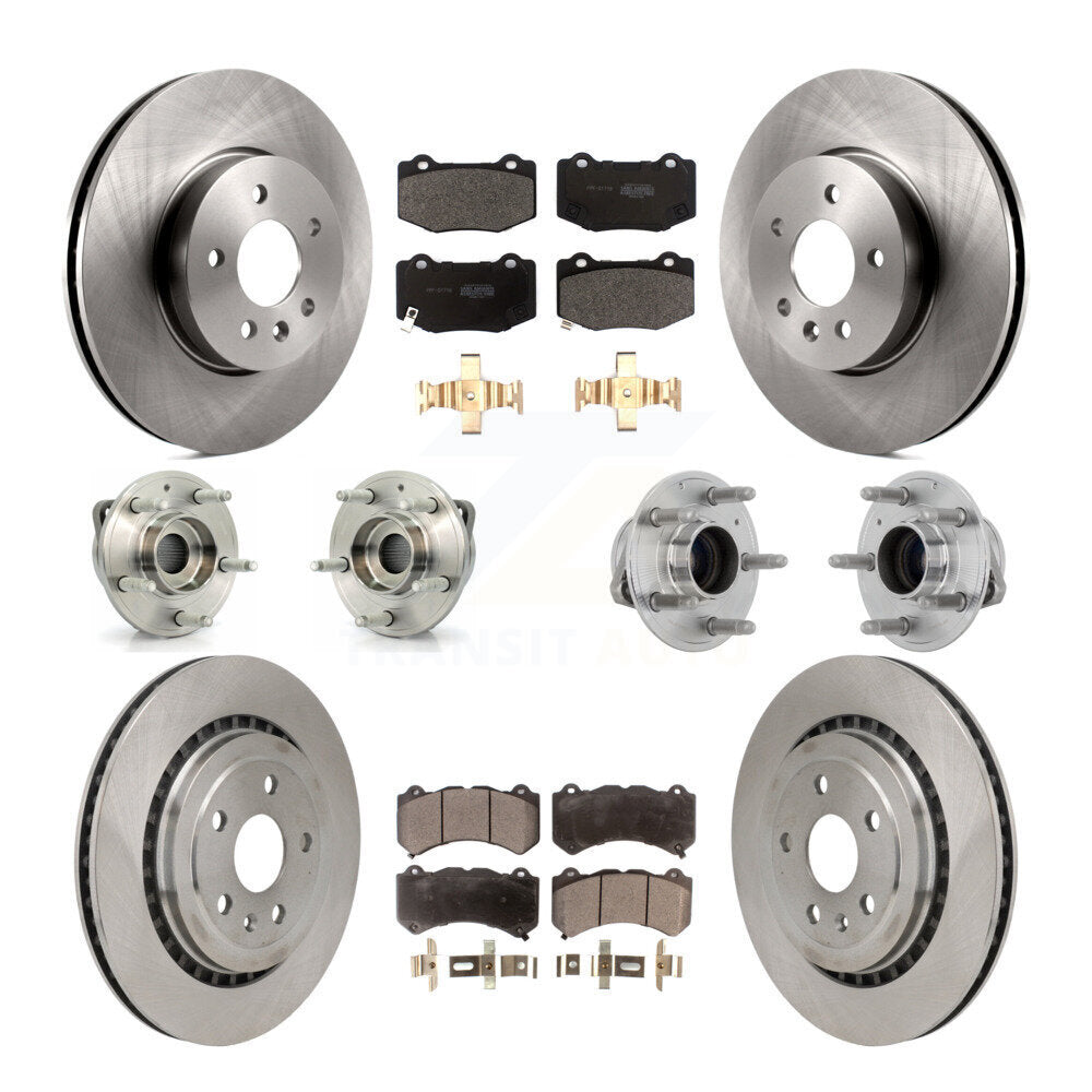 Hub Bearing Brake Rotor & Pads Front Rear Kit (10Pc) For Cadillac ATS V with RWD