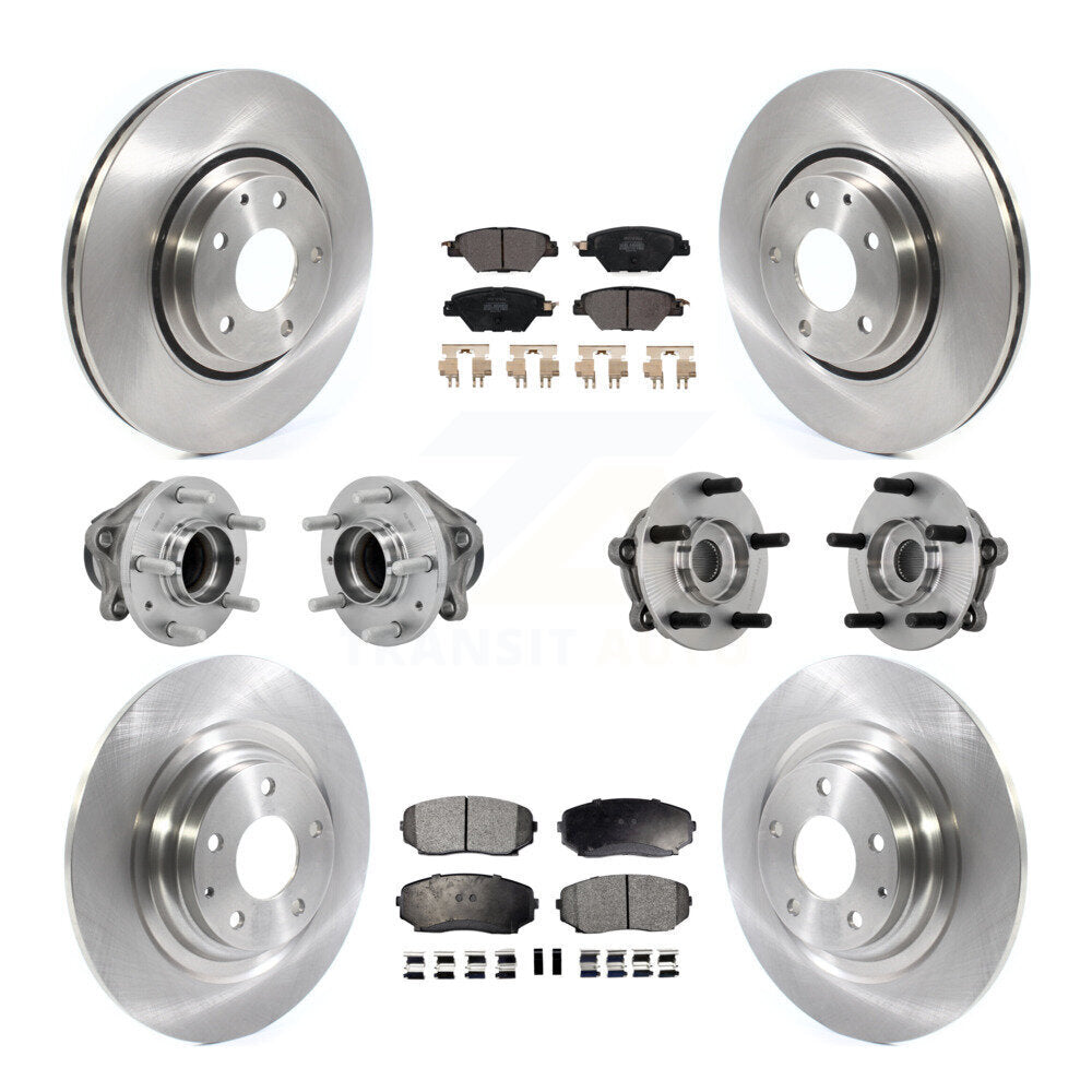 Hub Bearing Brake Rotor & Pad Front Rear Kit (10Pc) For 2016-2021 Mazda CX-9 FWD
