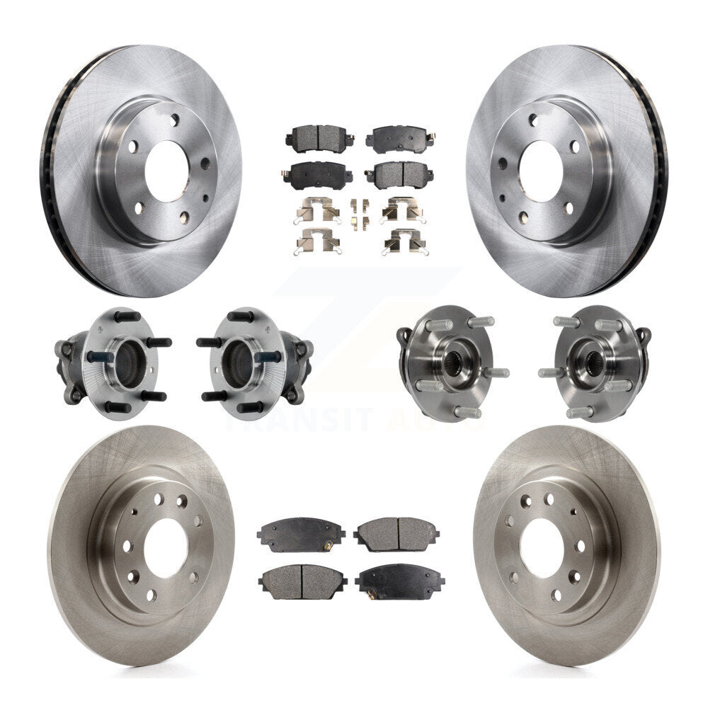 Hub Bearing Brake Rotor & Pad Front Rear Kit (10Pc) For 2016-2018 Mazda CX-3 FWD