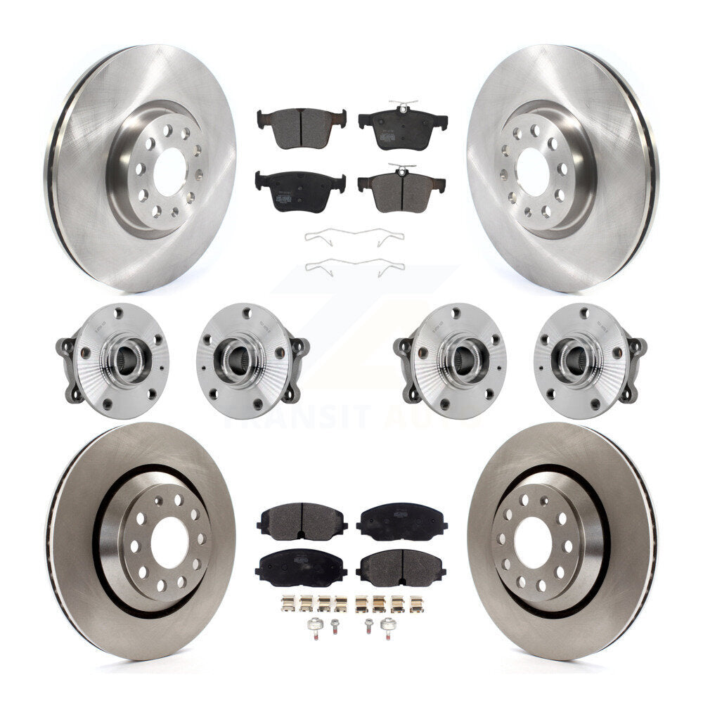 Hub Bearing Brake Rotor Pad Front Rear Kit (10Pc) For Volkswagen Atlas Cross AWD