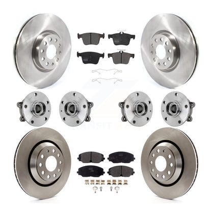 Hub Bearing Brake Rotor Pad Front Rear Kit (10Pc) For Volkswagen Atlas Cross AWD