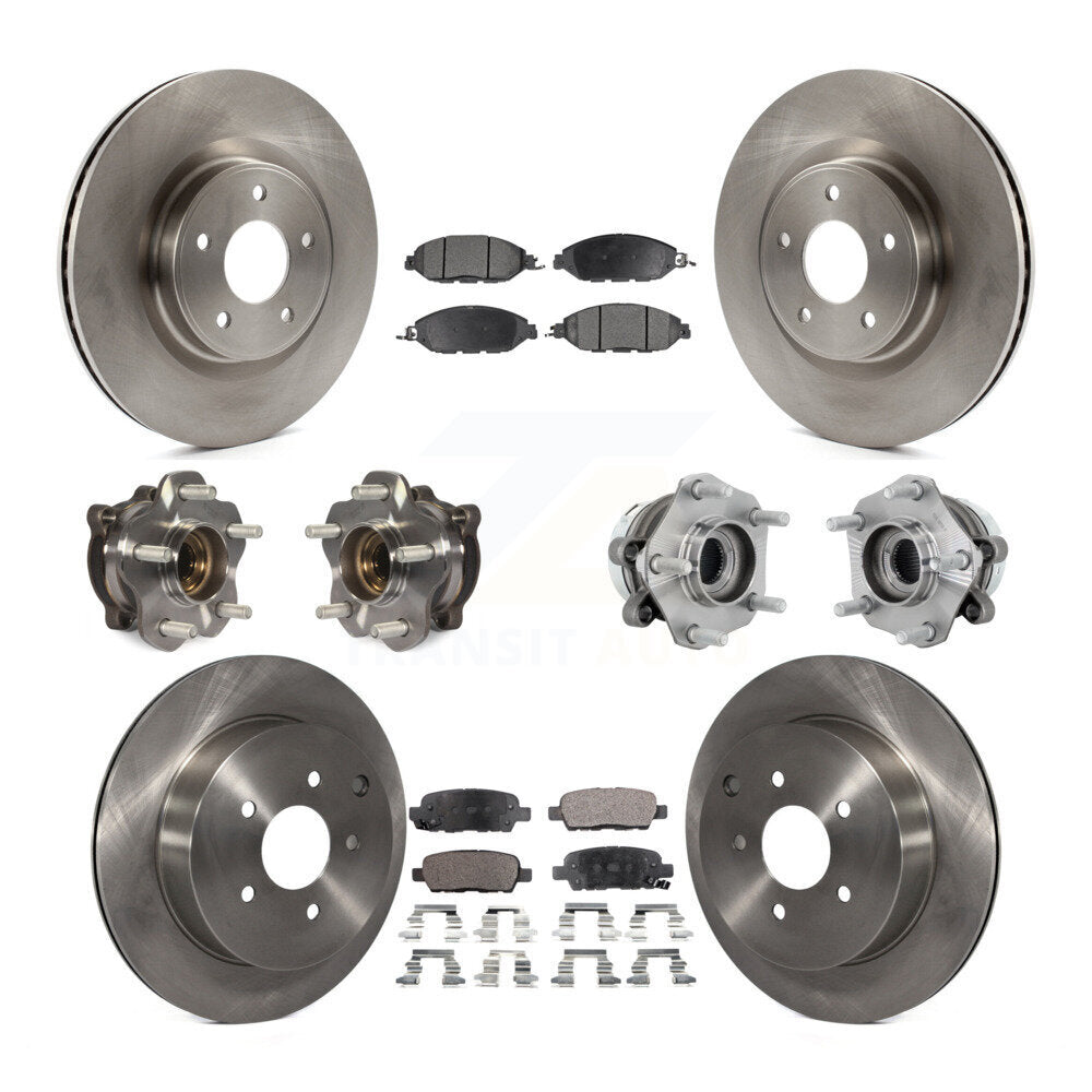 Hub Bearing Disc Brake Rotor And Pad Front Rear Kit (10Pc) For Nissan Murano AWD