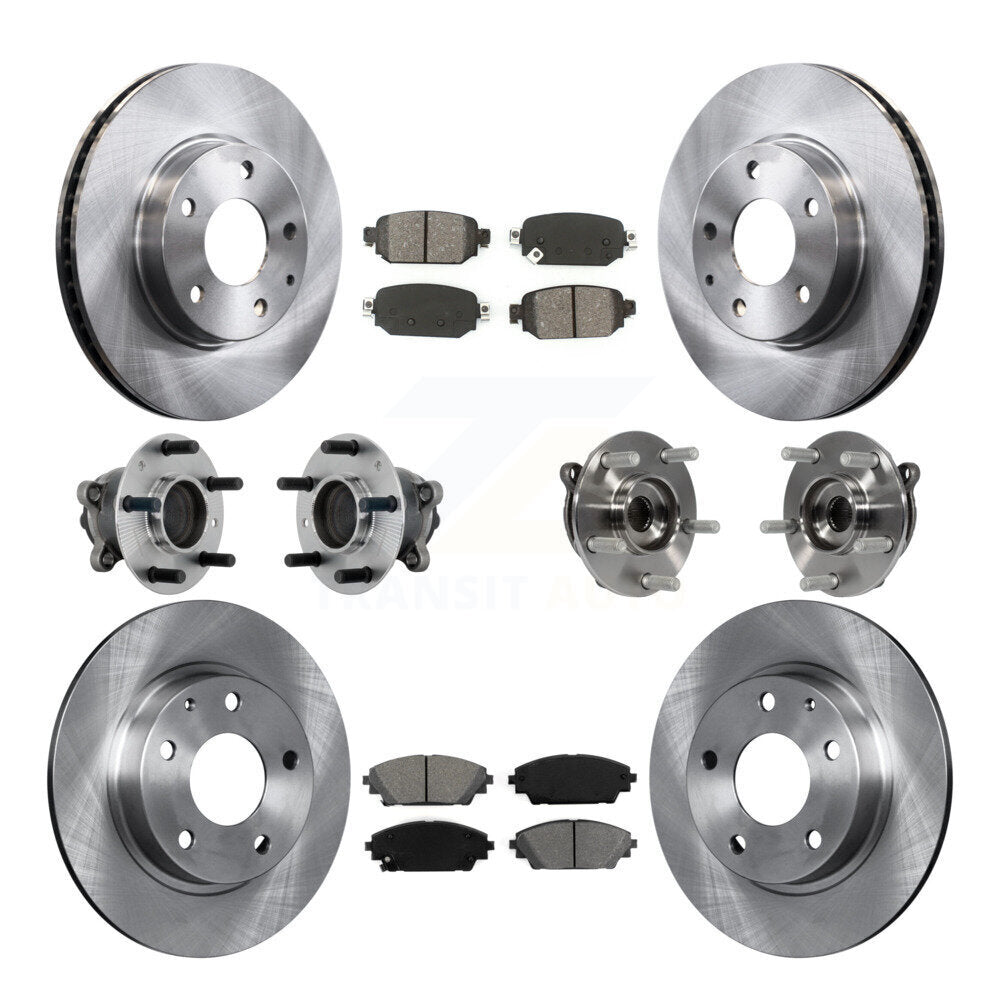 Hub Bearing Brake Rotor & Pad Front Rear Kit (10Pc) For 2019-2021 Mazda CX-3 FWD