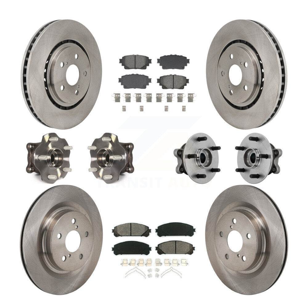 Hub Bearing Brake Rotor & Pads Front Rear Kit (10Pc) For 21-23 Toyota Sienna AWD