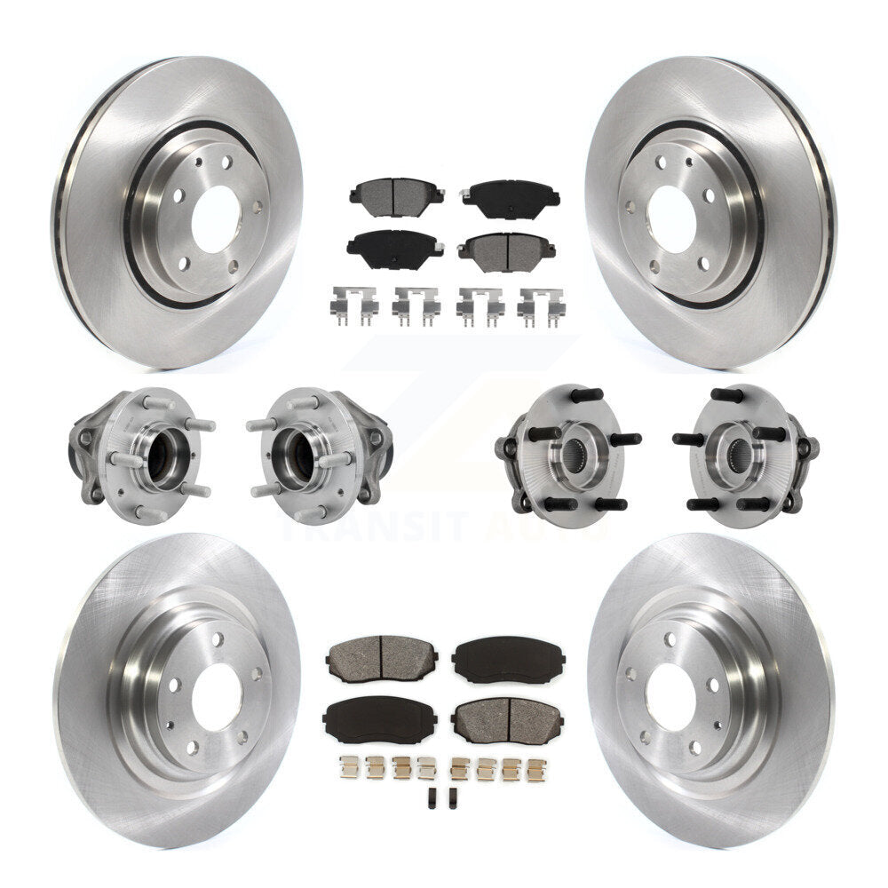 Hub Bearing Brake Rotor & Pad Front Rear Kit (10Pc) For 2016-2021 Mazda CX-9 FWD