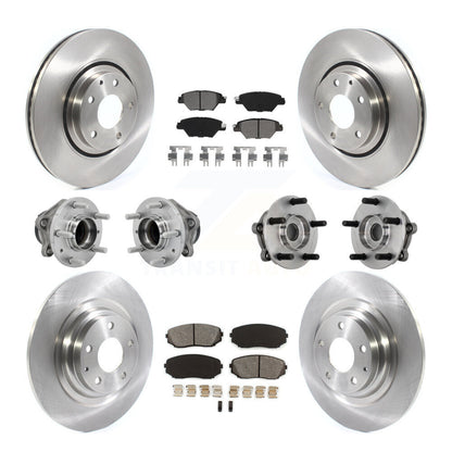 Hub Bearing Brake Rotor & Pad Front Rear Kit (10Pc) For 2016-2021 Mazda CX-9 FWD