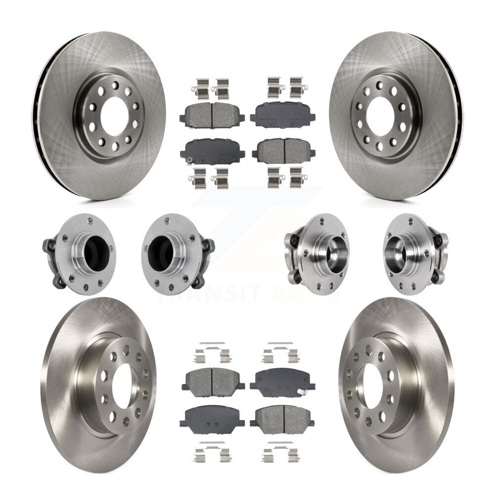 Hub Bearing Disc Brake Rotor And Pads Front Rear Kit (10Pc) For Jeep Compass FWD