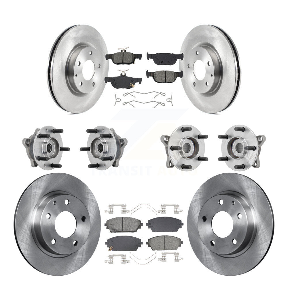 Hub Bearing Disc Brake Rotor Pad Front Rear Kit (10Pc) For 2021-2022 Mazda 3 AWD