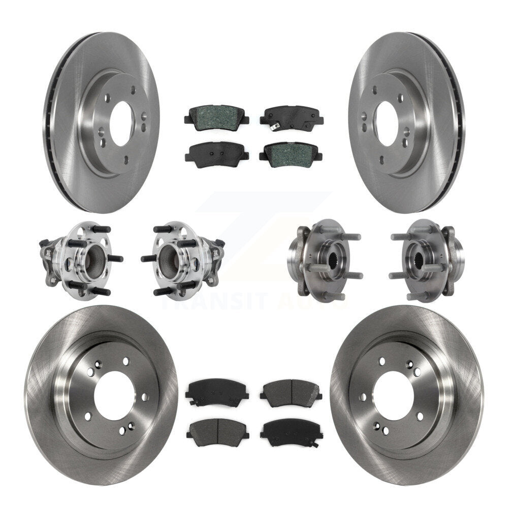 Hub Bearings Disc Brake Rotors And Pads Front Rear Kit (10Pc) For Hyundai Ioniq