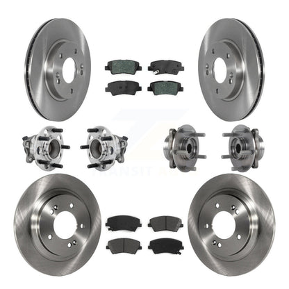 Hub Bearings Disc Brake Rotors And Pads Front Rear Kit (10Pc) For Hyundai Ioniq