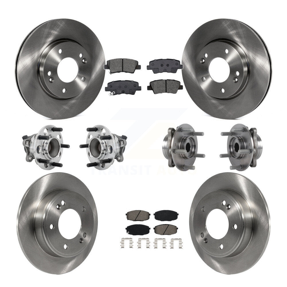 Hub Bearing Brake Rotor Pads Front Rear Kit (10Pc) For Kia Forte Hyundai Elantra