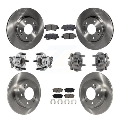 Hub Bearing Brake Rotor Pads Front Rear Kit (10Pc) For Kia Forte Hyundai Elantra