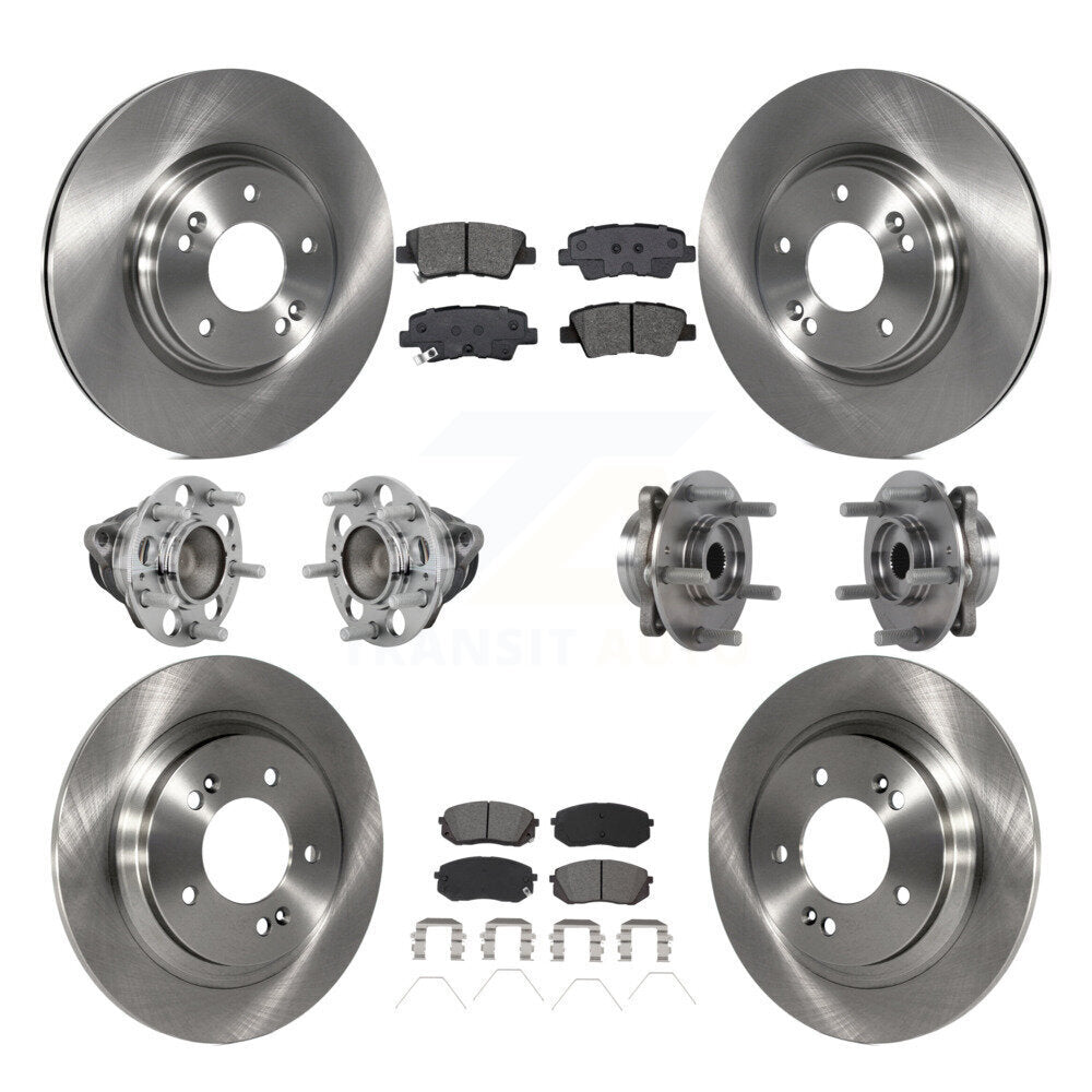 Hub Bearing Disc Brake Rotor & Pads Front Rear Kit (10Pc) For Hyundai Elantra GT