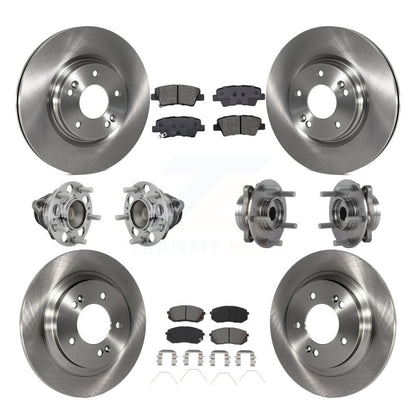 Hub Bearing Disc Brake Rotor & Pads Front Rear Kit (10Pc) For Hyundai Elantra GT