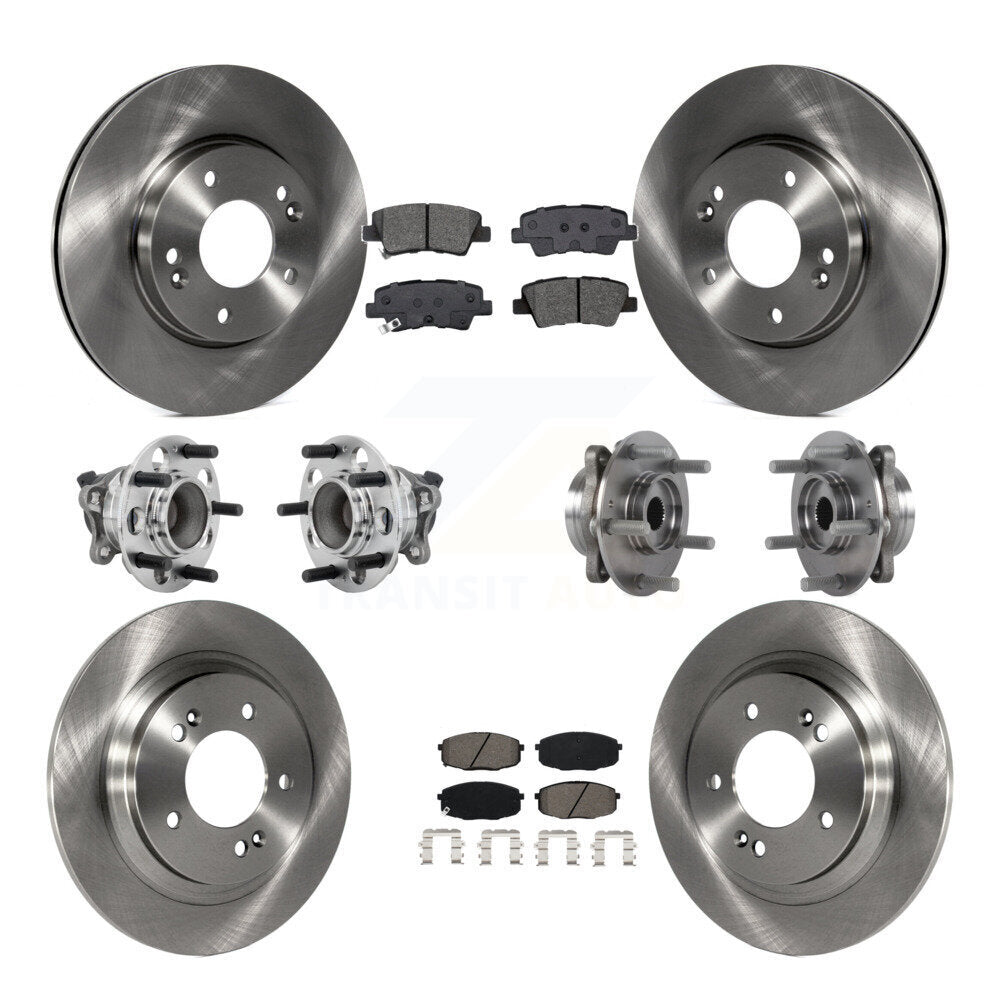 Hub Bearing Disc Brake Rotor & Pads Front Rear Kit (10Pc) For Hyundai Elantra GT