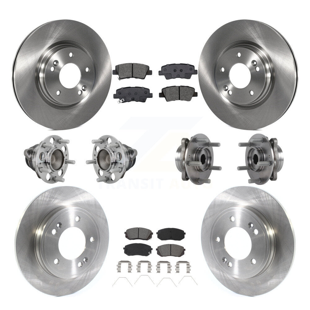 Hub Bearing Brake Rotor Pad Front Rear Kit (10Pc) For Kia Forte Hyundai Veloster