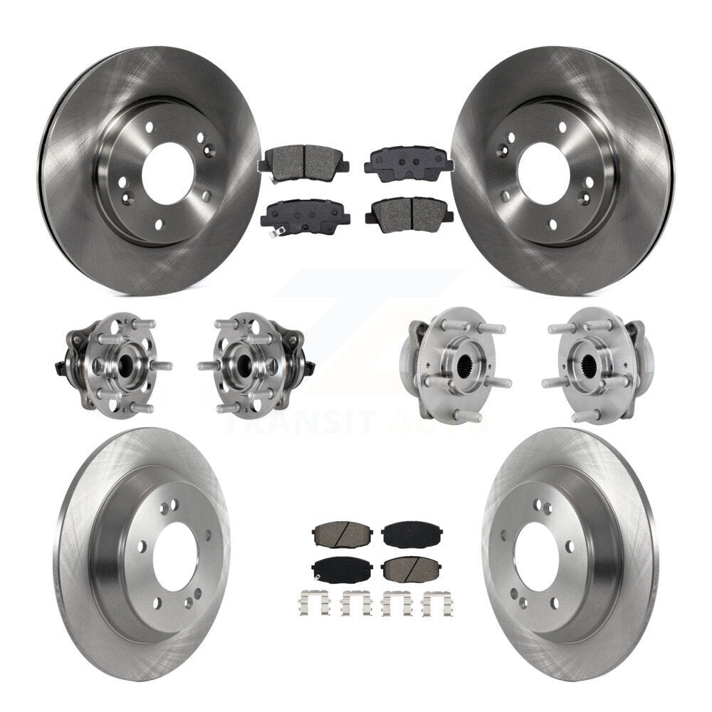 Hub Bearing Brake Rotor Pad Front Rear Kit (10Pc) For Hyundai Kona FWD with 1.6L