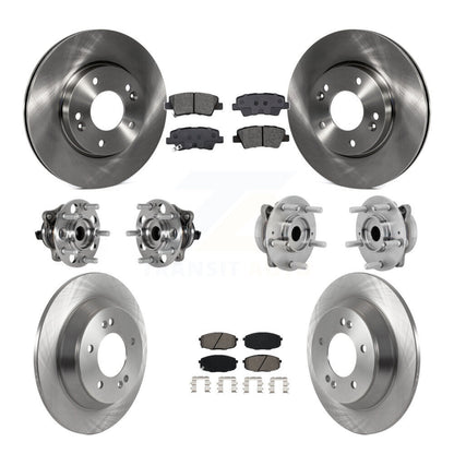 Hub Bearing Brake Rotor Pad Front Rear Kit (10Pc) For Hyundai Kona FWD with 1.6L