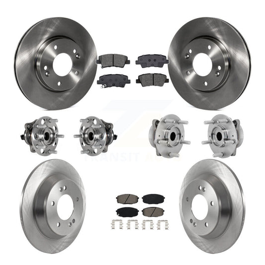 Hub Bearing Brake Rotor Pad Front Rear Kit (10Pc) For Hyundai Kona FWD with 1.6L