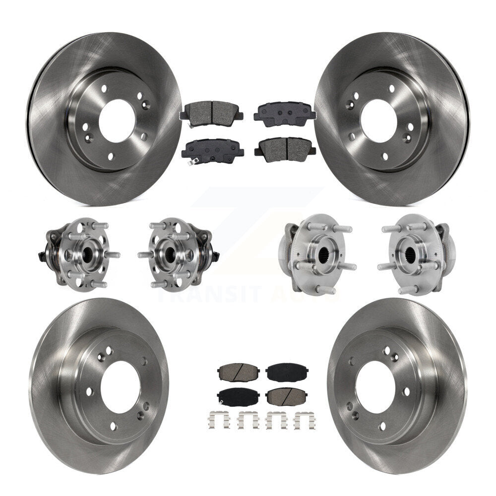 Hub Bearing Brake Rotor Pad Front Rear Kit (10Pc) For Hyundai Kona FWD with 2.0L