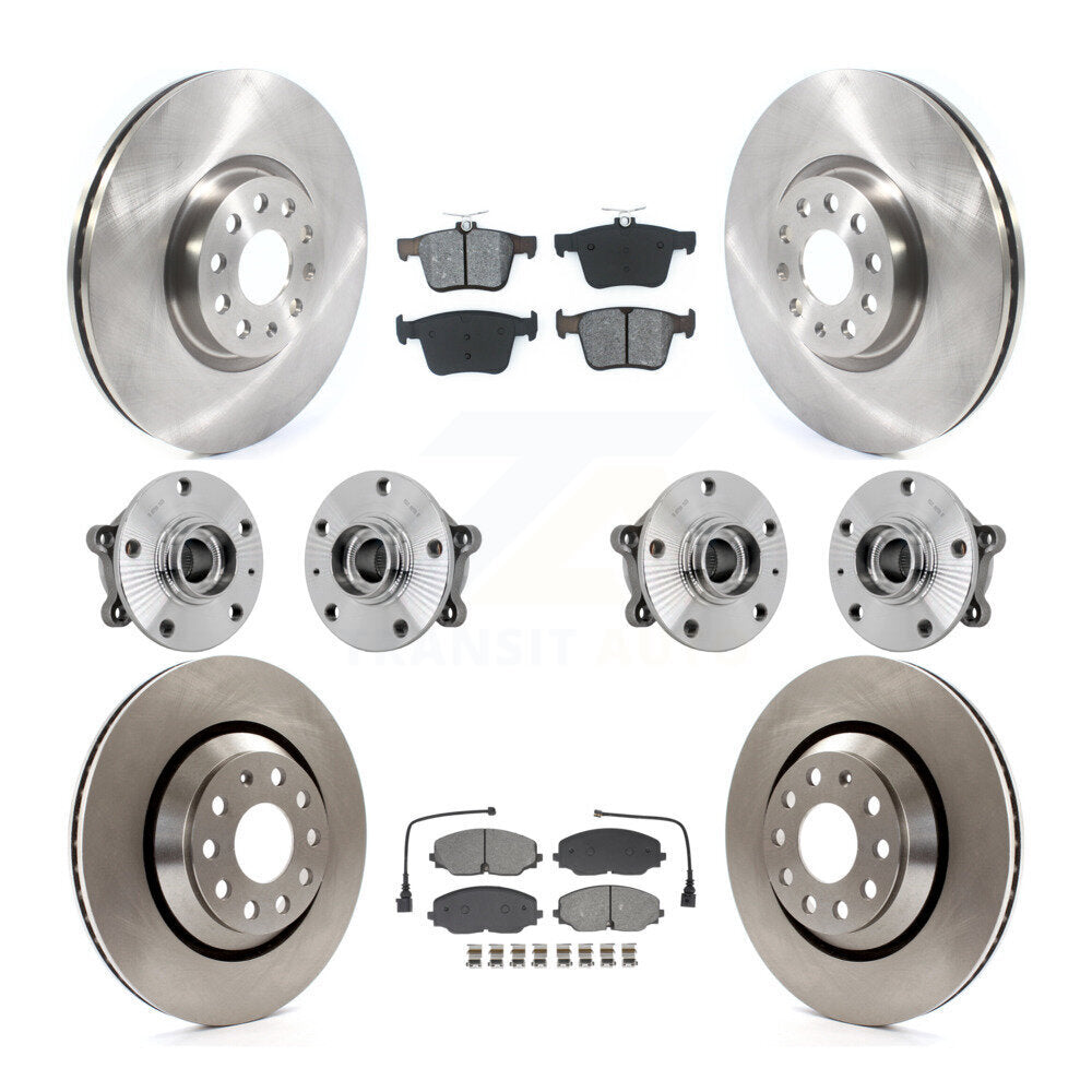 Hub Bearing Brake Rotor Pad Front Rear Kit (10Pc) For Volkswagen Atlas Cross AWD