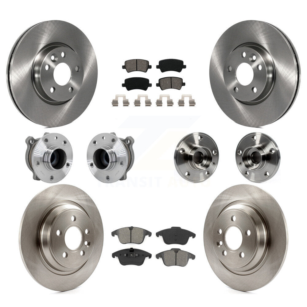 Hub Bearing Brake Rotor & Pads Front Rear Kit (10Pc) For 2013-2014 Volvo S60 FWD