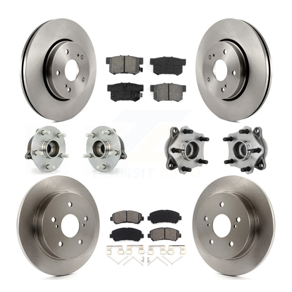 Hub Bearing Brake Rotor & Pad Front Rear Kit (10Pc) For 10-13 Suzuki Kizashi AWD