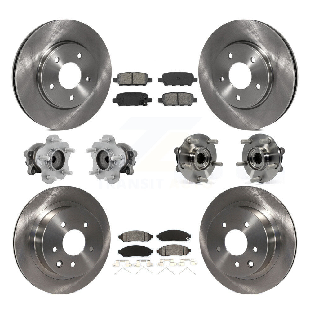 Hub Bearing Disc Brake Rotor Pad Front Rear Kit (10Pc) For 2011-2012 Nissan LEAF