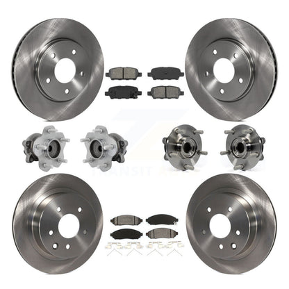 Hub Bearing Disc Brake Rotor Pad Front Rear Kit (10Pc) For 2011-2012 Nissan LEAF