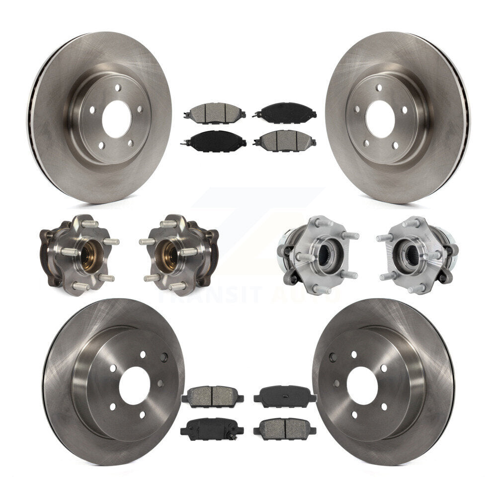 Hub Bearing Disc Brake Rotor And Pad Front Rear Kit (10Pc) For Nissan Murano AWD