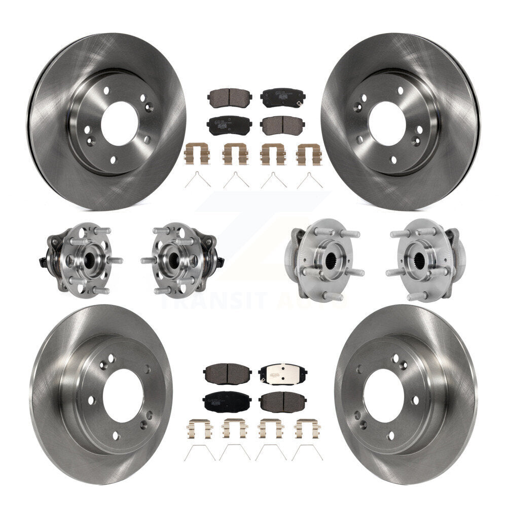 Hub Bearings Disc Brake Rotors And Pads Front Rear Kit (10Pc) For Hyundai Kona