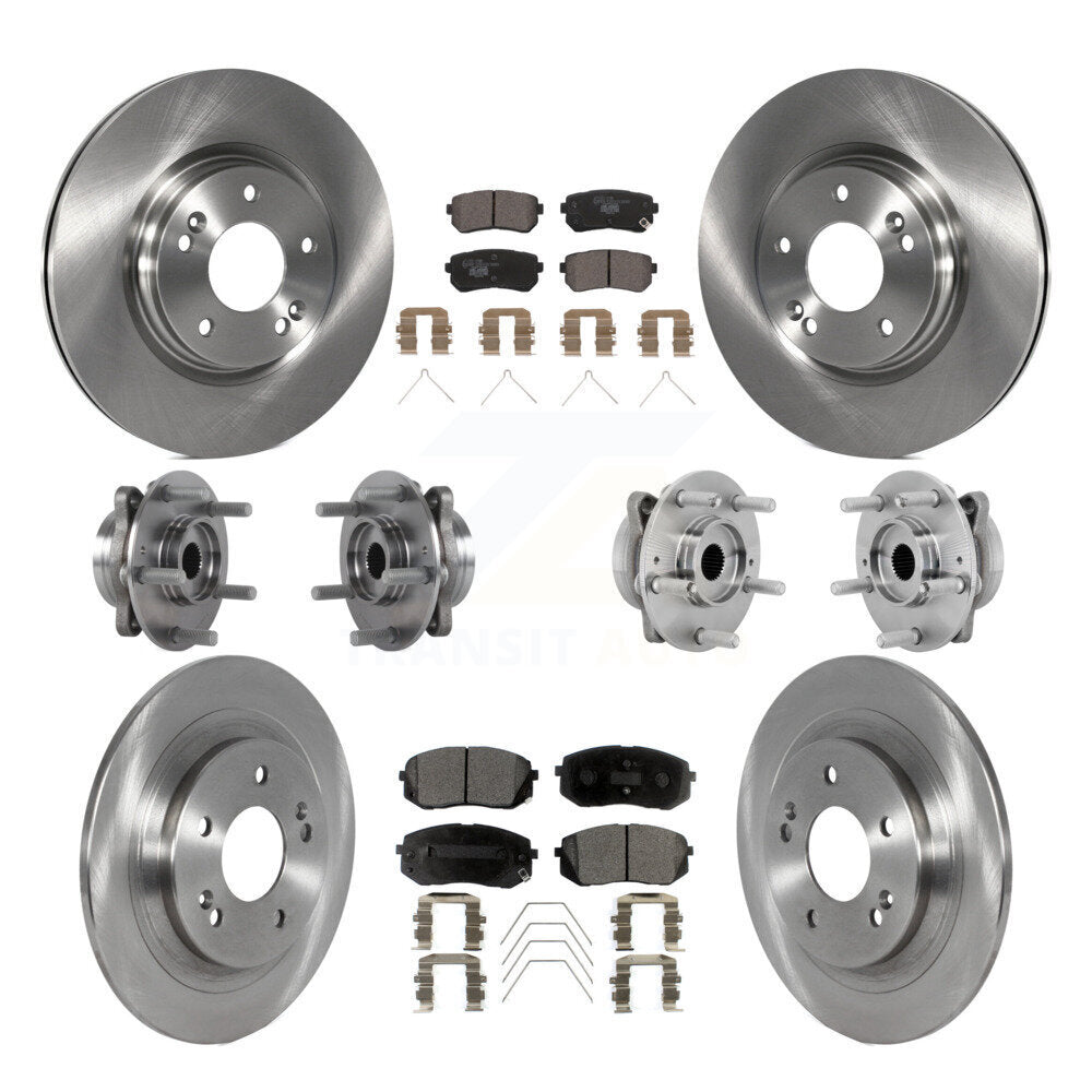 Hub Bearing Brake Rotor & Pads Front Rear Kit (10Pc) For Hyundai Kona Kia Seltos