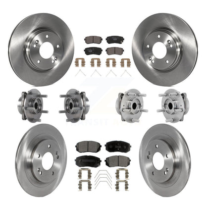 Hub Bearing Brake Rotor & Pads Front Rear Kit (10Pc) For Hyundai Kona Kia Seltos