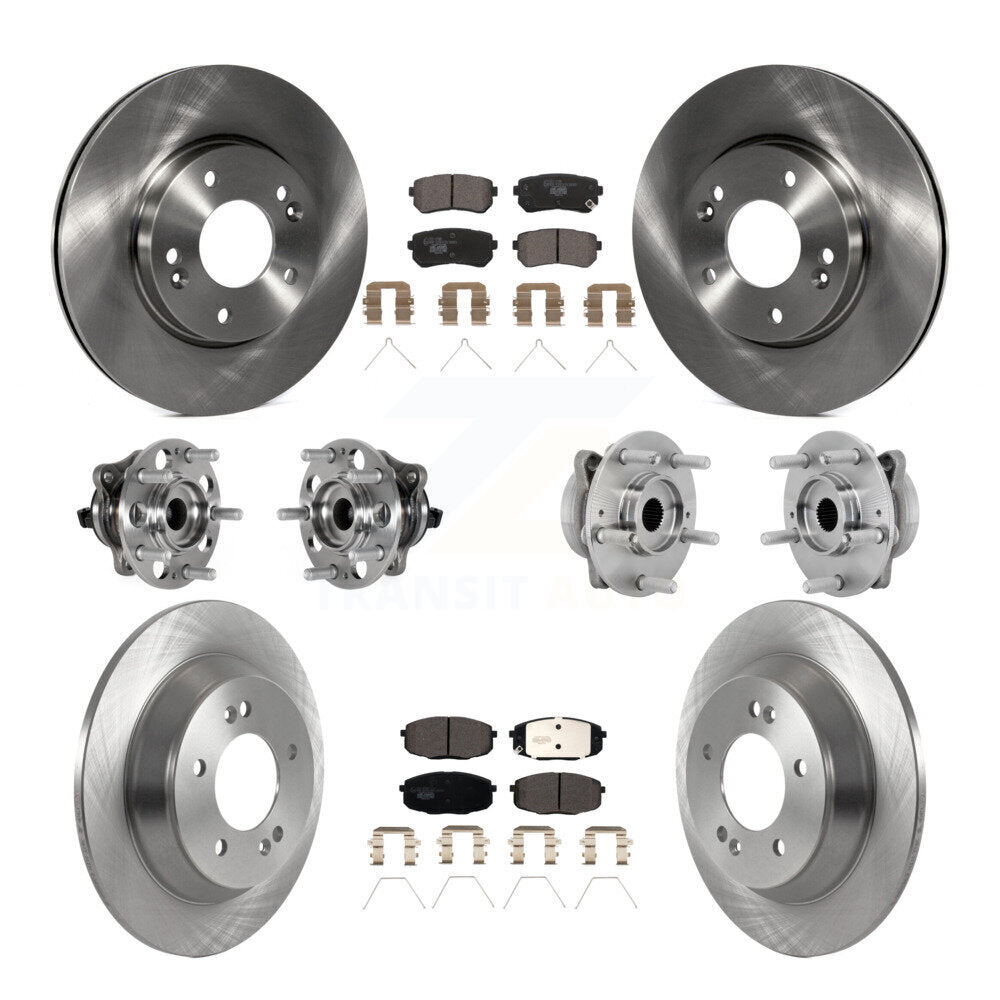 Hub Bearing Brake Rotor Pad Front Rear Kit (10Pc) For Hyundai Kona FWD with 1.6L